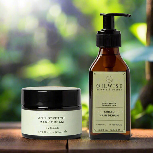 Oilwise Anti Stretch Cream & Argan Hair Serum Set