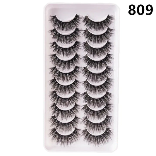 10-Pack Wispy Mink Eyelashes - Handcrafted & Reusable