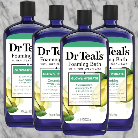 Dr Teal's Epsom Salt & Avocado Oil Foaming Bath 34 oz - 4 Pack