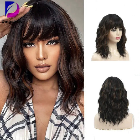 Natural Body Wave Wig with Bangs